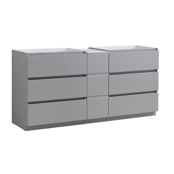 Fresca Lazzaro 72 in. Modern Double Bath Vanity Cabinet Only in Gray