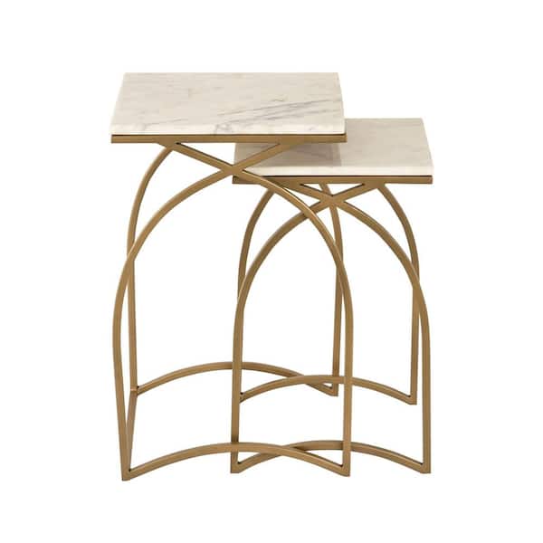 Unbranded Brea 14 in. Gold Square Metal Accent Table