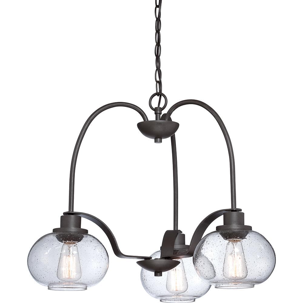 Old Bronze Mini Chandelier with Clear Seedy Glass Shades