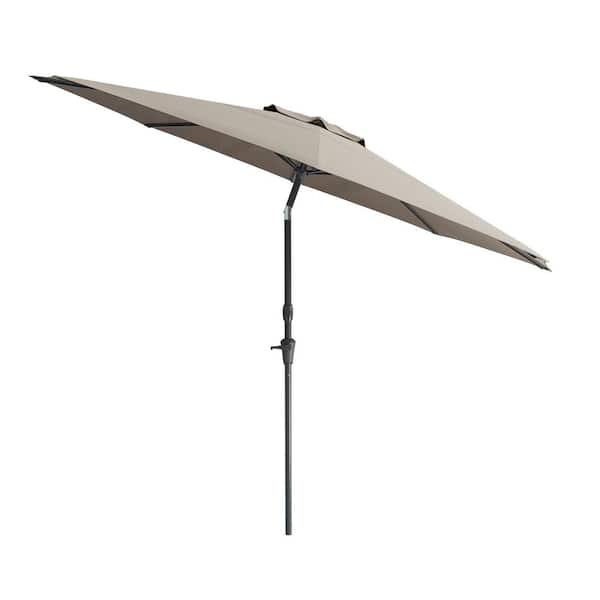 CorLiving 10 ft. Aluminum Wind Resistant Market Tilting Patio Umbrella in Sandy Grey