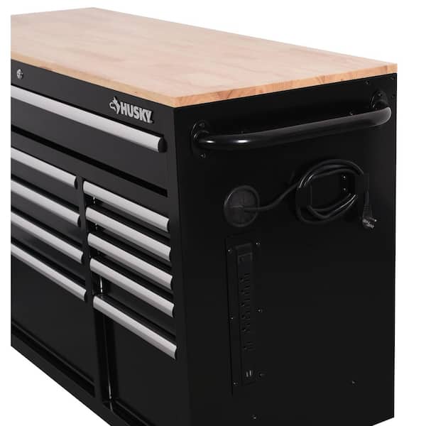 Husky - Modular Tool Storage 52 in. W x 20 in. D Standard Duty Black Mobile Workbench Cabinet