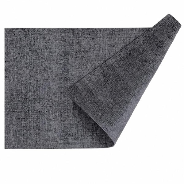 11.8 in. x 17 in. Dark Grey Faux Leather Placemats, Waterproof Wipeable Table Mats, Set of 6 for Dining Tables