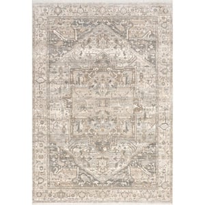 Ethel Medallion Fringe Silver 8 ft. x 10 ft. Area Rug
