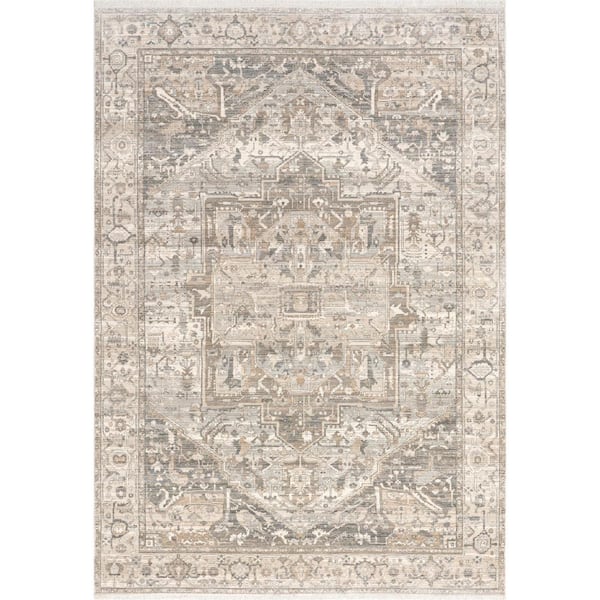 Ethel Medallion Fringe Silver 8 ft. x 10 ft. Area Rug