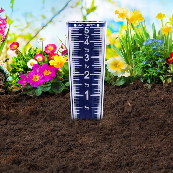  AcuRite Digital Weather Forecaster with Indoor/Outdoor  Temperature, Humidity, and Moon Phase (00829) & 5 Capacity Easy-to-Read  Magnifying Acrylic, Blue (00850A2) Rain Gauge : Patio, Lawn & Garden