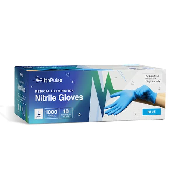 FifthPulse Large - Nitrile Gloves, Latex Free and Powder Free - Medical Examination Disposable Gloves - Blue - 1000 Count