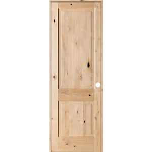 32 in. x 96 in. Rustic Knotty Alder 2-Panel Square Top Solid Wood Left-Hand Single Prehung Interior Door