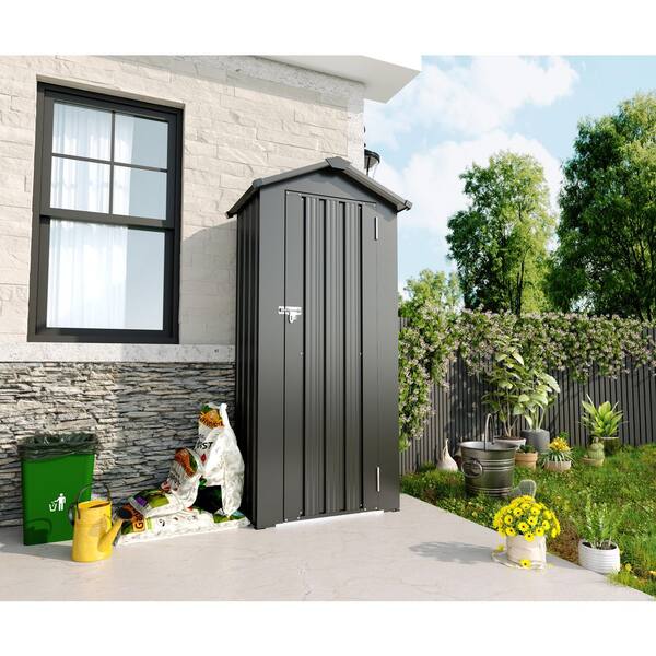 Unbranded - 1.41 ft. W x 2.46 ft. D x 5.80 ft. High Quality Galvanized Metal Shed with Solid Lock System in Black (14 sq. ft.)