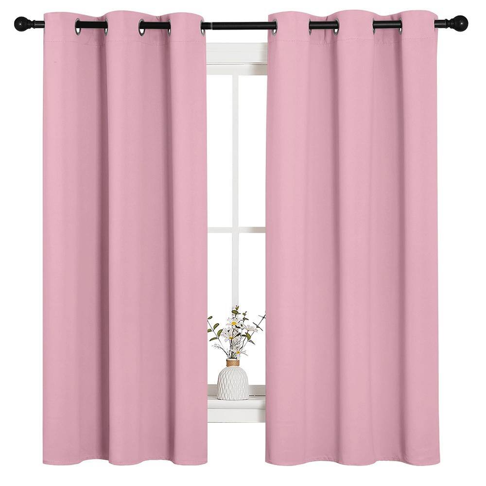 Pitch Rouge Pink Solid 42 in. W x 63 in. L Thermal Insulated Grommet Room Darkening Curtain (Double Panel) price history on PriceWatchPro