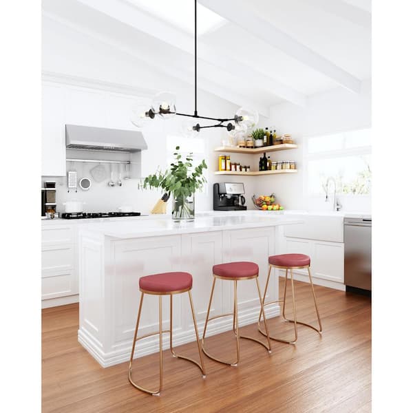Bree 26.2 in. Burgundy Counter Stool (Set of 2)