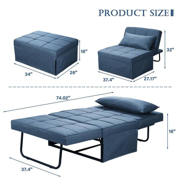 Folding Ottoman Sleeper Bed with Mattress for Guest Bed and Office