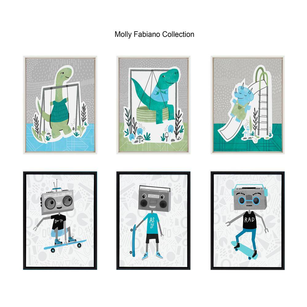 Boom Box Boy Robot Canvas Print for Kids Nursery, 18x24, Black Frame