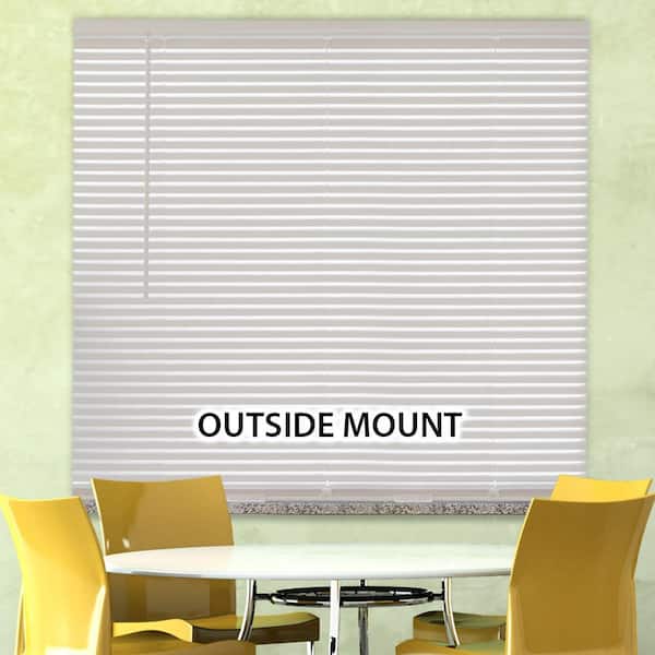 Room Darkening Vinyl Blind 34 in L W x 72 in Hampton Bay White Cordless 1 in 