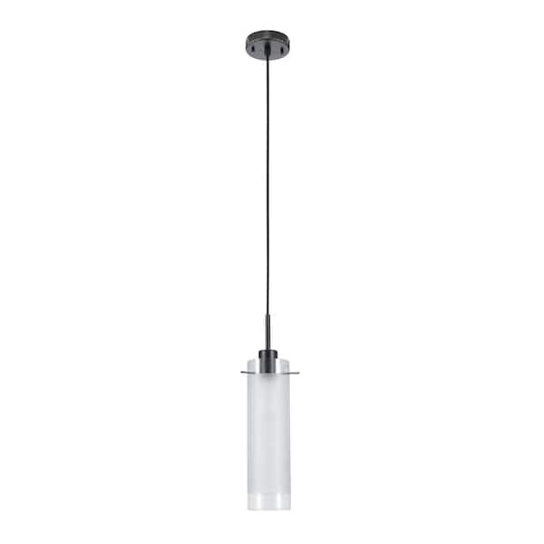 Globe Electric Sydney 1-Light Dark Bronze Pendant with Clear Glass Shade and Frosted Glass Insert
