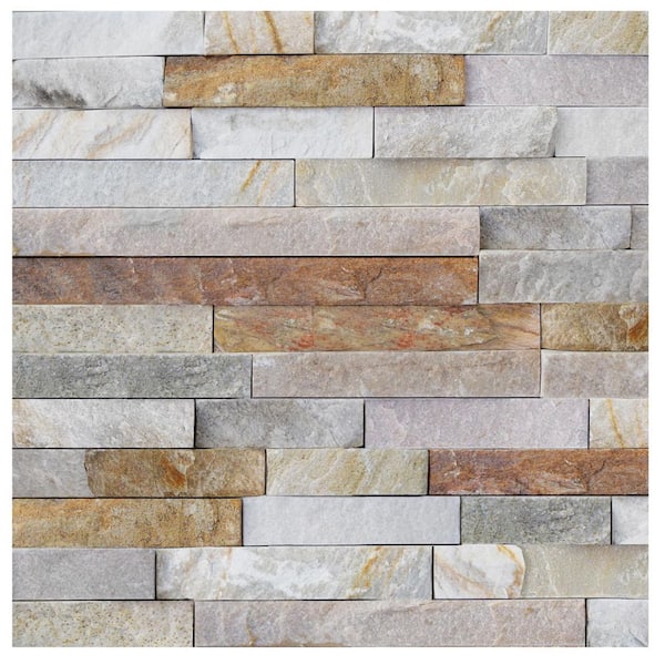 Golden Honey 6 x 24 in. Natural Stacked Stone Veneer Panel Siding Exterior/Interior Wall Tile (2-Boxes/12.84 sq. ft.)