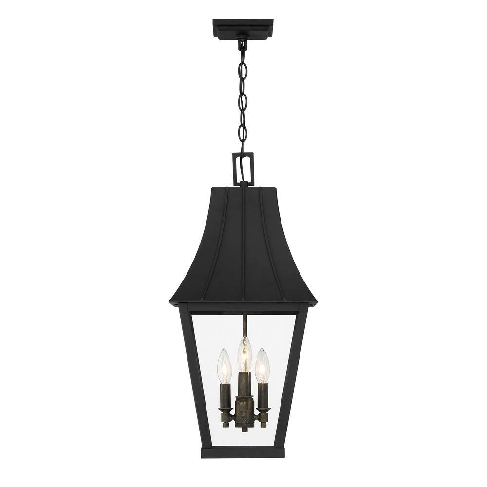 Chateau Grande 4-Light Sand Coal and Gold Outdoor Hanging Lantern