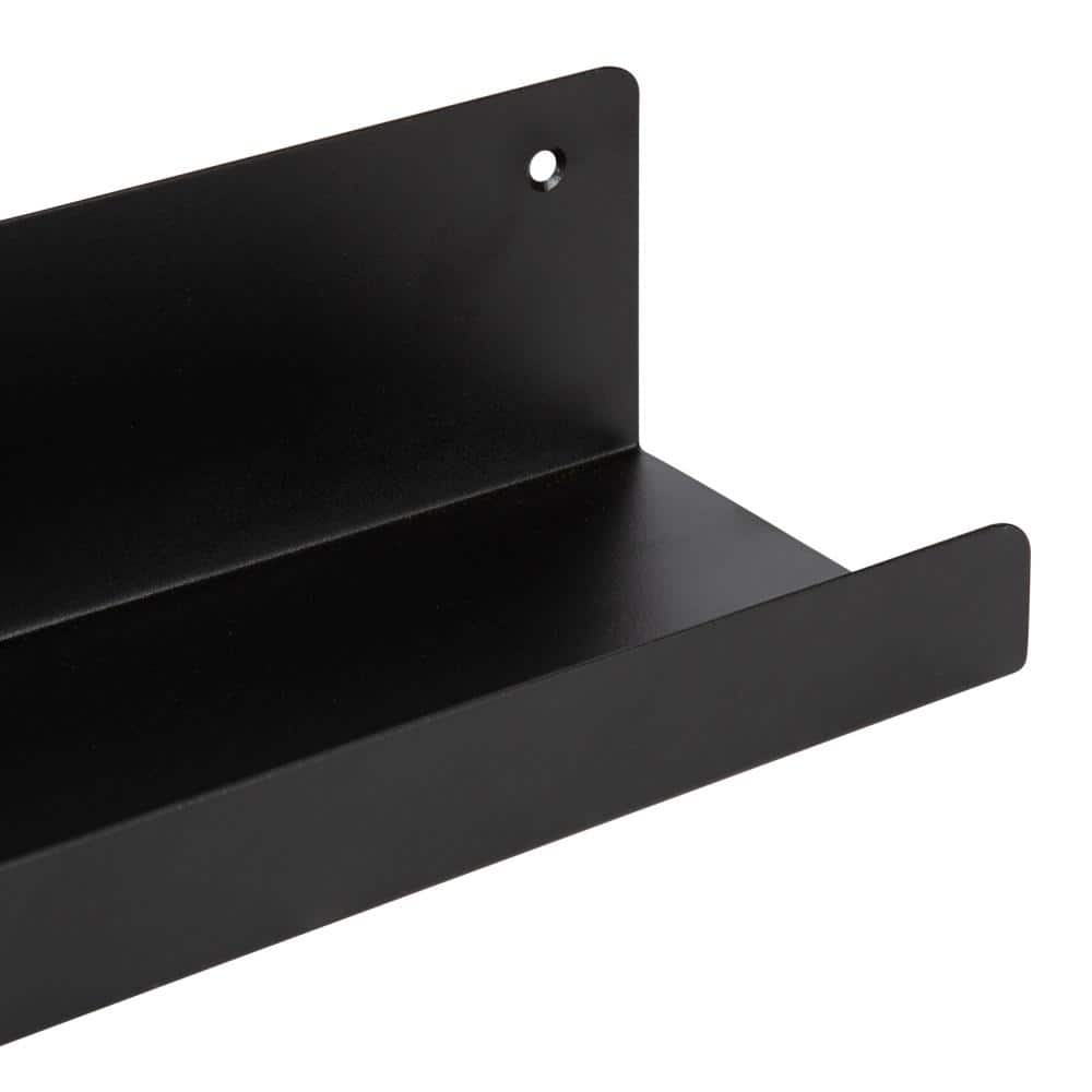 Mezzo 27'' Black Modern Metal Floating Wall Ledge Shelf Set