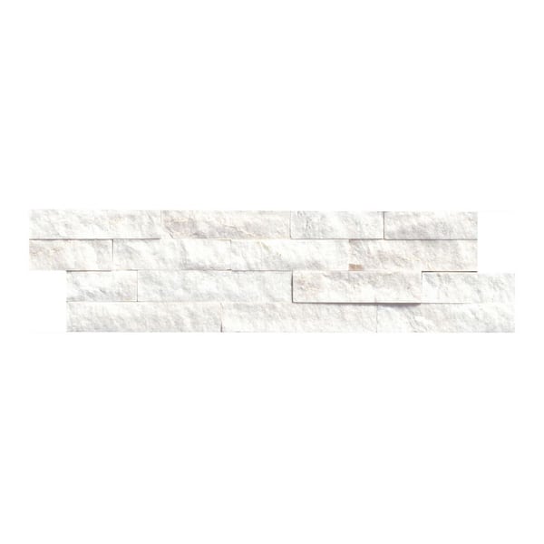 Arctic White Ledger Panel 6 in. x 24 in. Splitface Marble Wall Tile (6 sq. ft./Case)