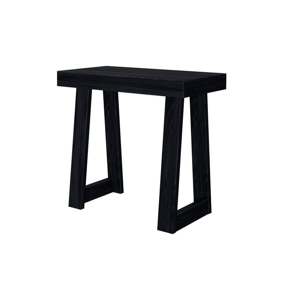 Black rectangle wood end table viewed from the front.