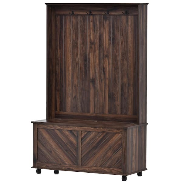 Magic Home 47.2 in. 3-in-1 Design Hall Tree Hallway Cabinet with 3 Hooks ,  Coat Hanger, Entryway Storage Bench, Dark Brown CS-WF289494AAA - The Home  Depot