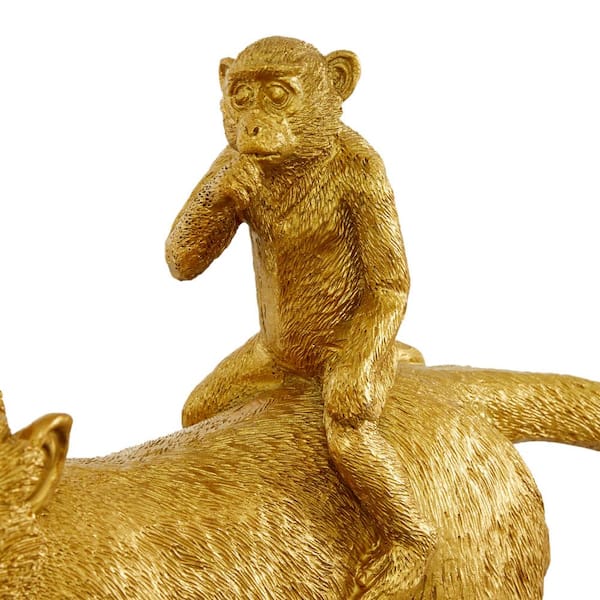 Litton Lane Gold Polystone See No Evil Monkey Sculpture (Set of 3) 98686 -  The Home Depot