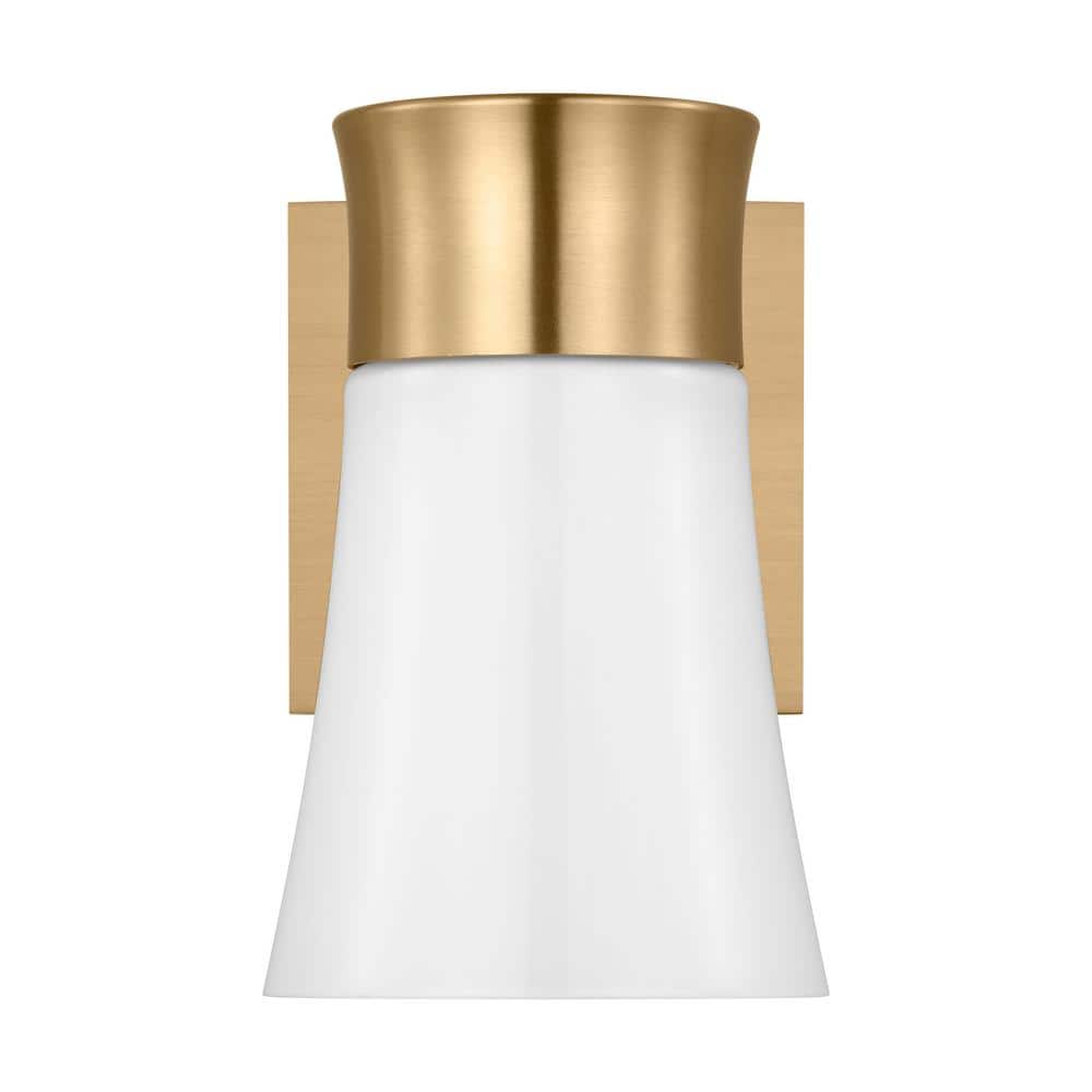 Roy 4.5 in. 1-Light Satin Brass Small Vanity Light with Milk Glass Shade price history on PriceWatchPro