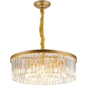 6-Light Gold Finish Drum Style Chandelier with Crystal Accents