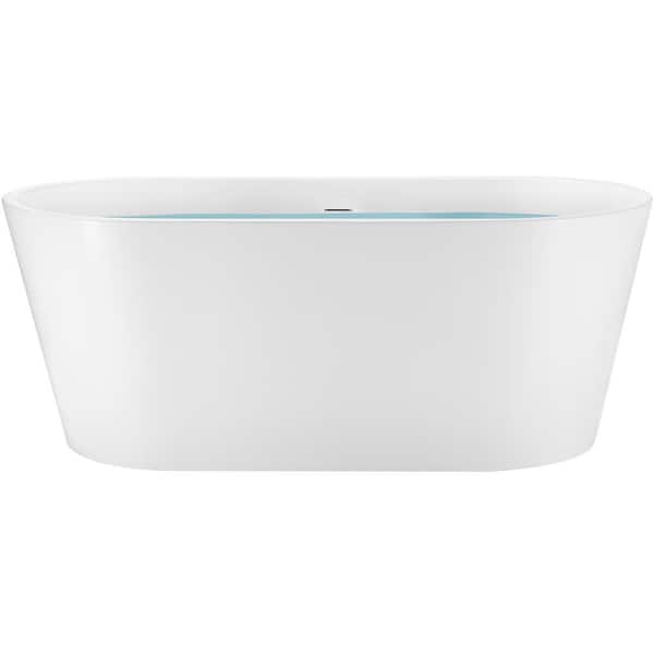 AKDY - 54 in. Fiberglass Double Ended Flatbottom Non-Whirlpool Bathtub in Glossy White