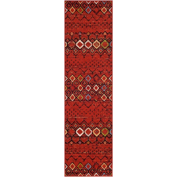 Amsterdam Terracotta/Multi 2 ft. x 22 ft. Multi-Diamonds Chevron Runner Rug