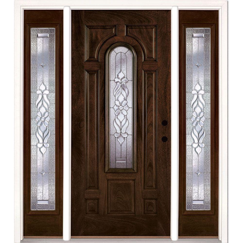 67.5 in. x 81.625 in. Lakewood Zinc Stained Chestnut Mahogany Left-Hand Fib