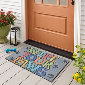 Paw Stitch Grey 18 in. x 30 in. Doorscapes Mat