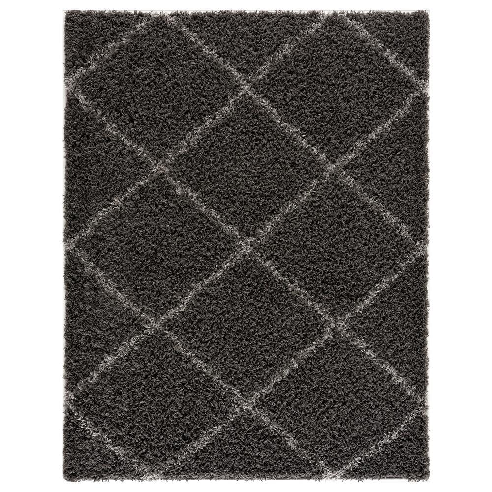 MSRUGS Moon Trellis Shaggy Collection Cozy Modern Contemporary Shag Area Rug - Dark Gray 5 x7