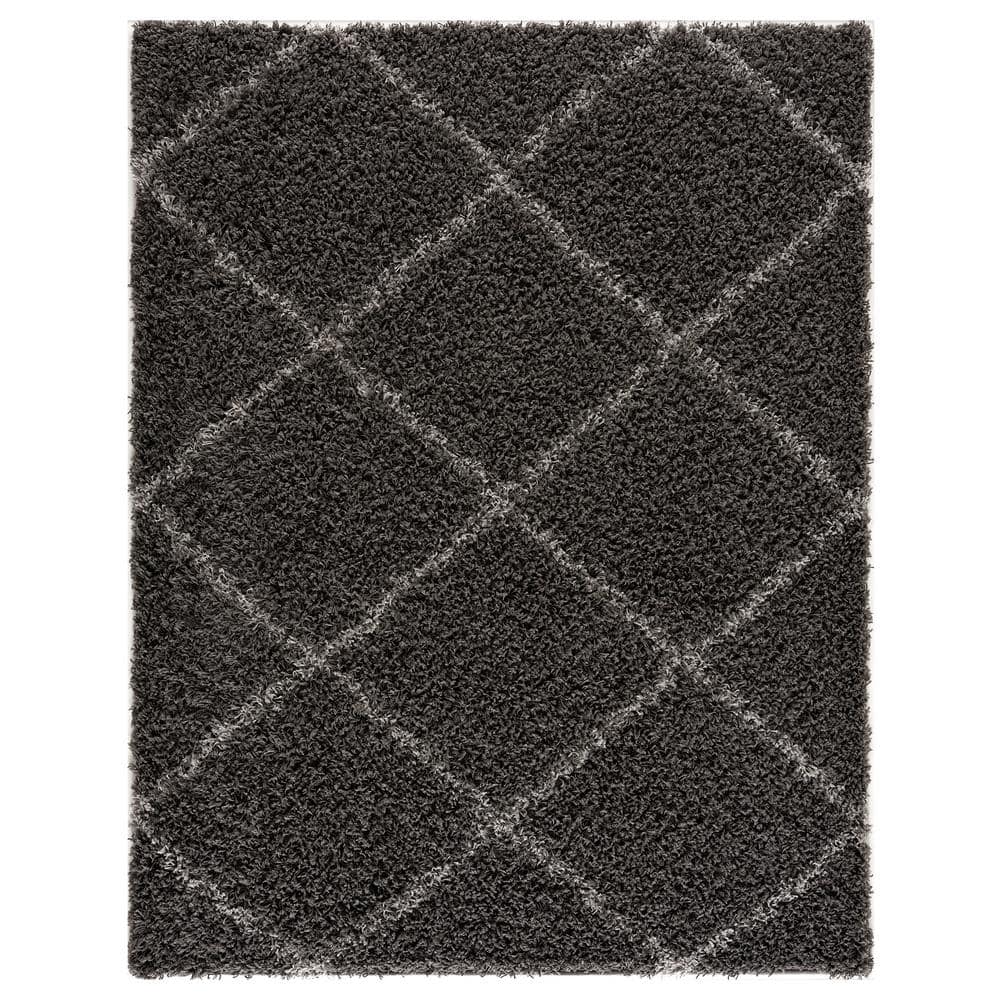 MSRUGS Moon Trellis Shaggy Collection Cozy Modern Contemporary Shag Area Rug - Dark Gray 8 x10
