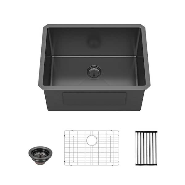 Logmey 24 in. D x 18 in. W 22.4 Gal. Undermount Laundry/Utility