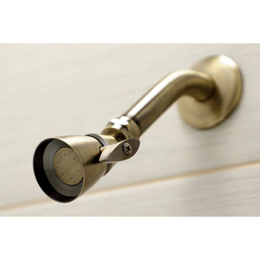 Antique Brass Victorian Triple-Handle Tub and Shower Faucet
