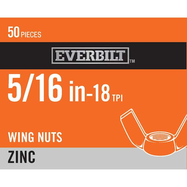 Everbilt 5/16 in.-18 Zinc Plated Wing Nut (50-Pack)