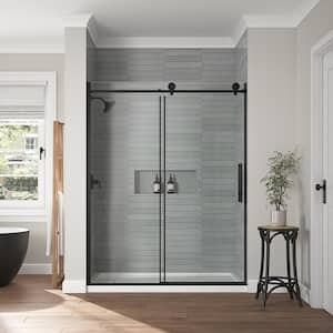 Dylan 60 in. W x 75.98 in. H Sliding Frameless Shower Door in Matte Black Finish with Clear Glass