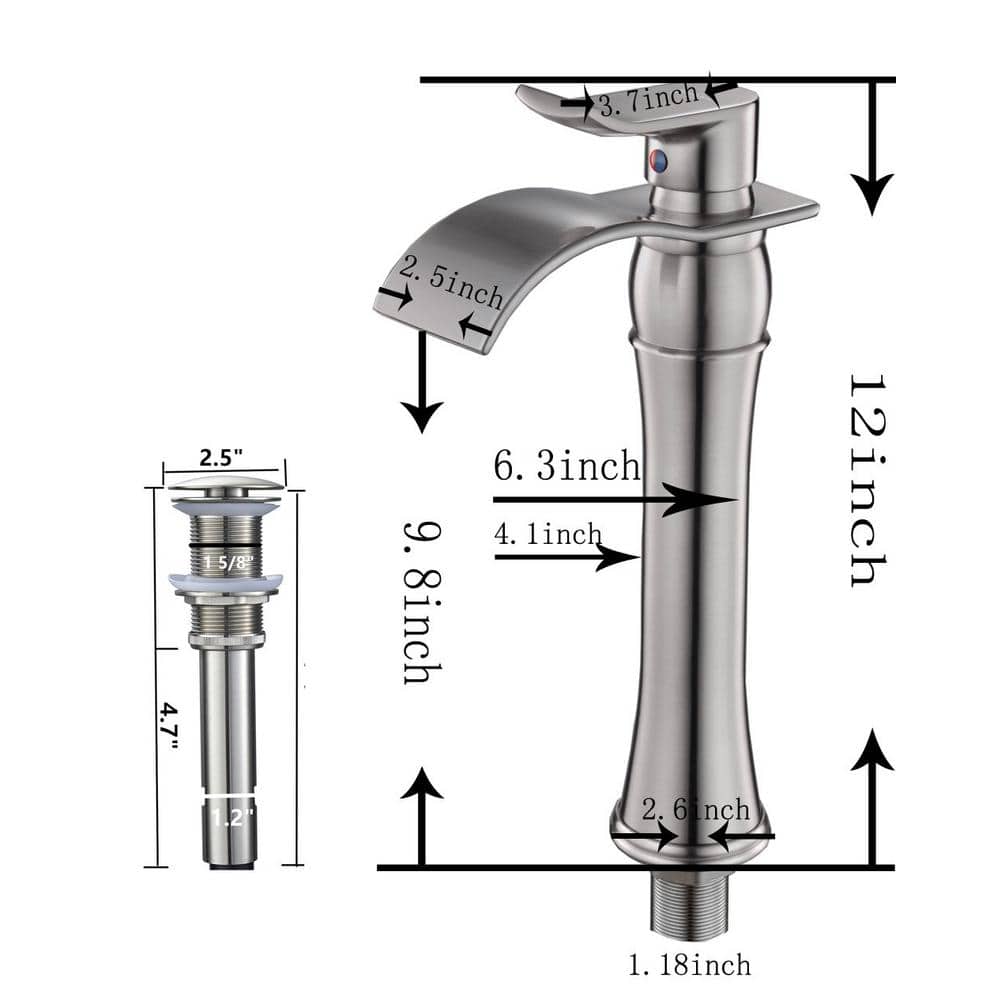 Brushed Nickel Single Handle High Arc Vessel Sink Faucet