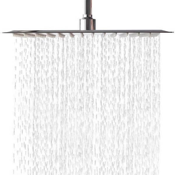 Aurora Decor 1-Spray Patterns 12 in. Square Ceiling Mount Full and Standard Rainfall Fixed Shower Head in Chrome