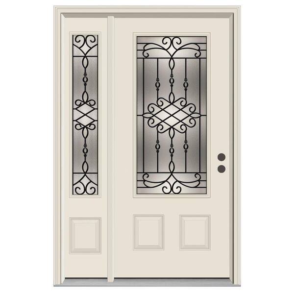 JELD-WEN 50 in. x 80 in. 3/4 Lite Sanibel Primed Steel Prehung Left-Hand Inswing Front Door with Left-Hand Sidelite