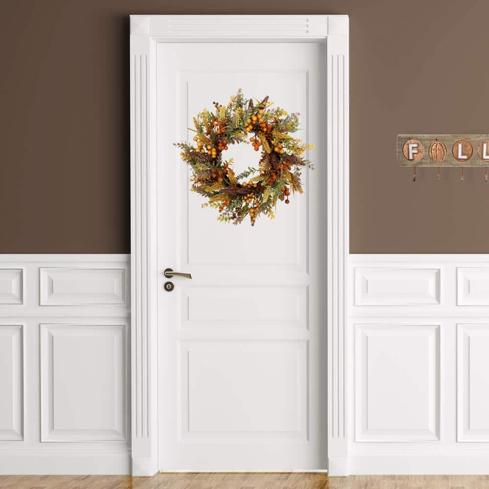 24" Grapewood Artificial Fall Wreath with Mixed Foliage and Berries