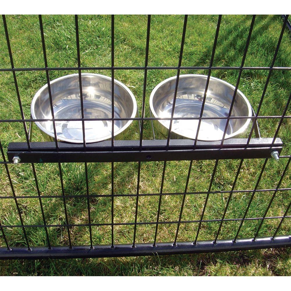 Elevated Stainless Steel Double Pet Bowl System for Outdoor Kennels