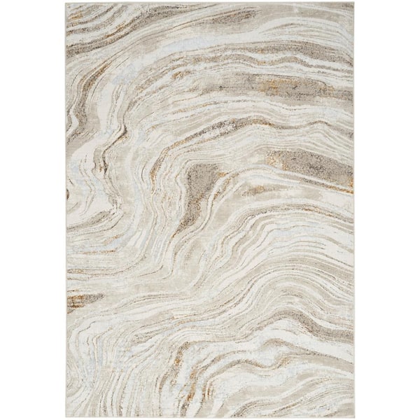 Nourison Glam Grey Gold 5 ft. x 7 ft. Abstract Contemporary Area Rug