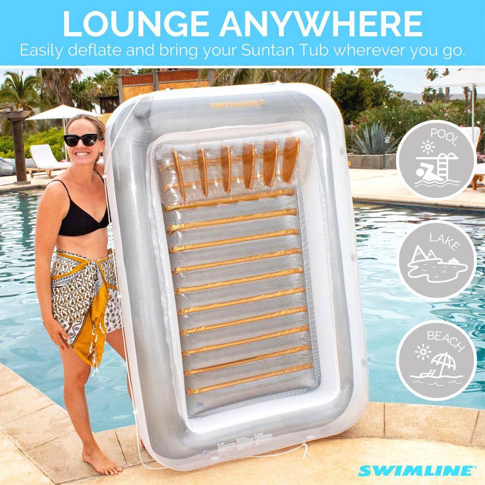 Pearlized White and Gold Inflatable Suntan Tub Lounger
