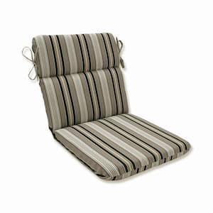 Stripe Outdoor/Indoor 21 in W x 3 in H Deep Seat, 1-Piece Chair Cushion with Round Corners in Black/Grey Getaway Stripe