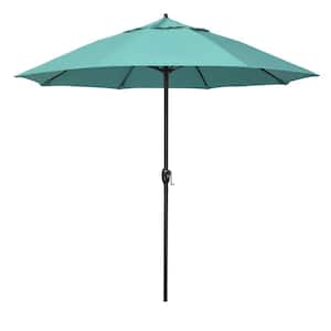 9 ft. Bronze Aluminum Market Patio Umbrella with Fiberglass Ribs and Auto Tilt in Aruba Sunbrella