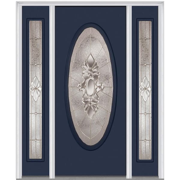 MMI Door 68.5 in. x 81.75 in. Heirlooms Right-Hand Inswing Oval Lite Decorative Fiberglass Smooth Prehung Front Door w/ Sidelites Z002546R - The Home Depot