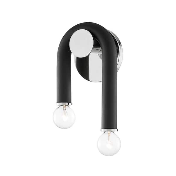 MITZI HUDSON VALLEY LIGHTING Whit 2-Light Black Polished Nickel Wall Sconce