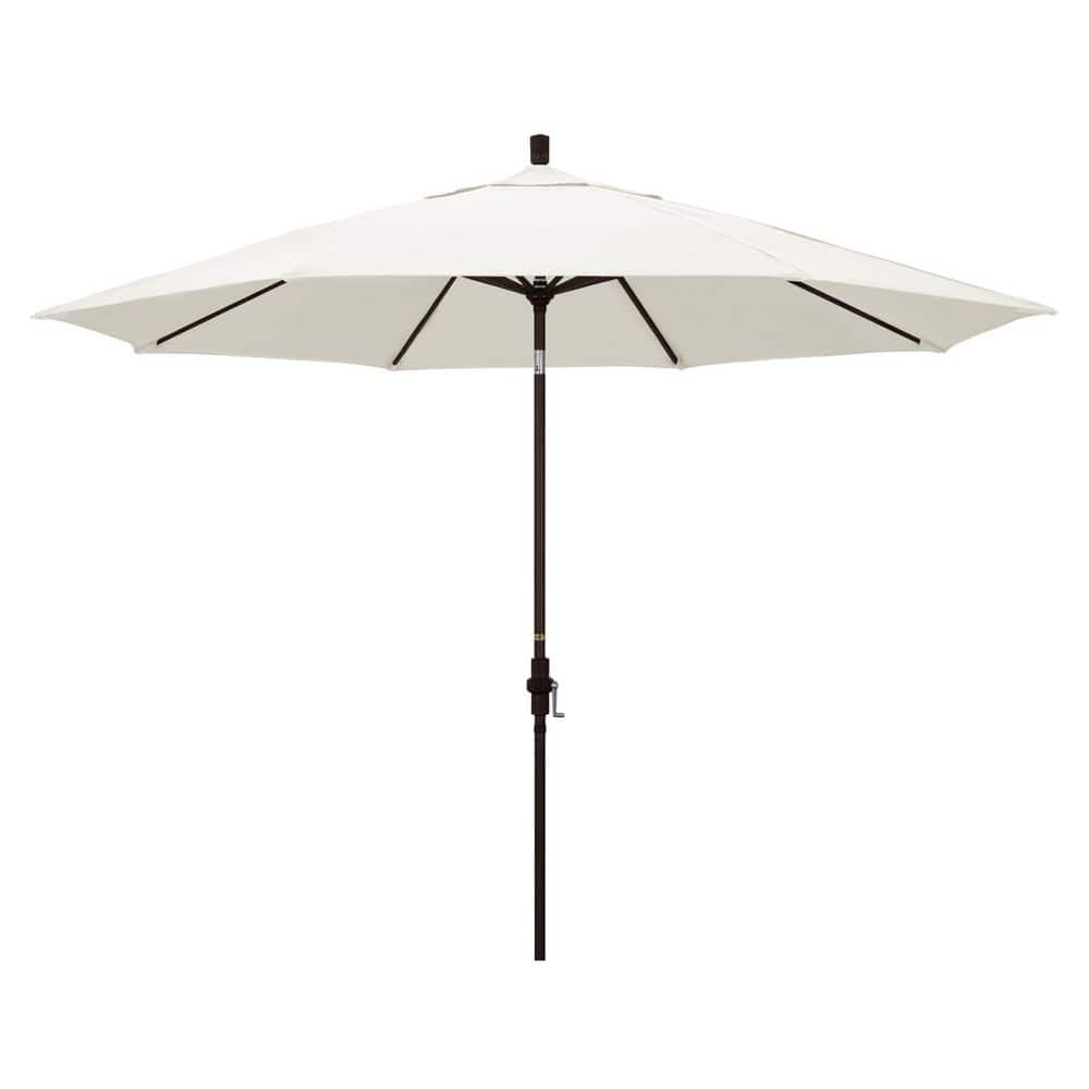 11 ft. Bronze Aluminum Market Patio Umbrella with Aluminum Ribs Collar Tilt Crank Lift in Canvas Pacifica price history on PriceWatchPro