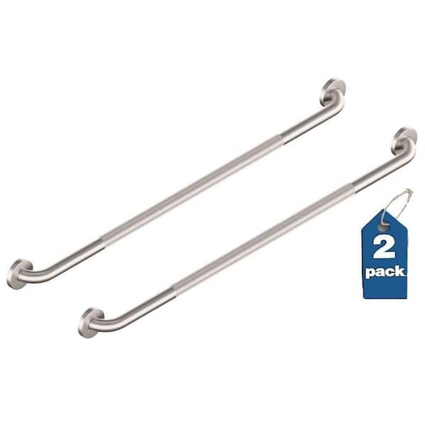 Easy Mount (2x Pack) 42 in. Grab Bar ADA Compliant for Bath and Shower Safety (500 lb. Capacity) in Stainless Knurled
